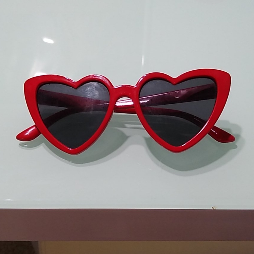Red heart shaped sunglasses